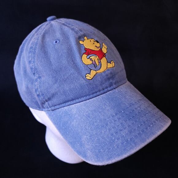 Winnie The Pooh Hat Cap Blue Denim Adult Strap Back Adjustable Walt Disney - Picture 2 of 6
